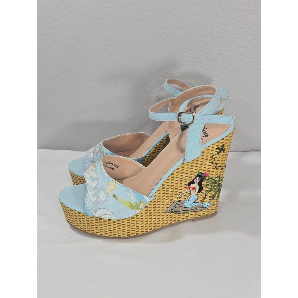 Her Universe Disney Peter Pan Shoes Wedges Heels Mermaid Size 9w Blue Espadrille